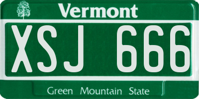 VT license plate XSJ666