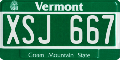 VT license plate XSJ667