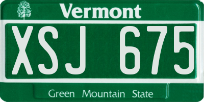 VT license plate XSJ675
