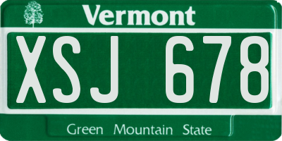 VT license plate XSJ678