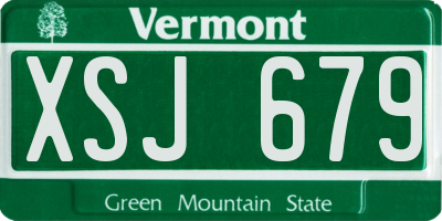 VT license plate XSJ679