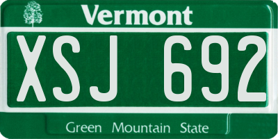VT license plate XSJ692