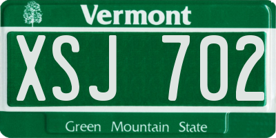 VT license plate XSJ702