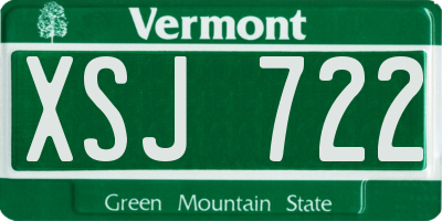 VT license plate XSJ722