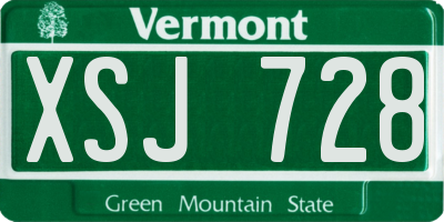 VT license plate XSJ728