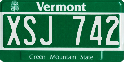 VT license plate XSJ742