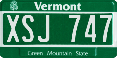 VT license plate XSJ747
