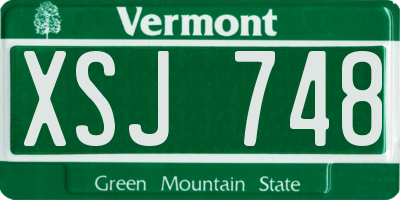VT license plate XSJ748