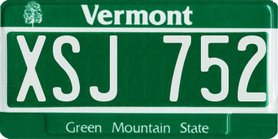 VT license plate XSJ752