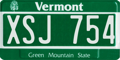VT license plate XSJ754