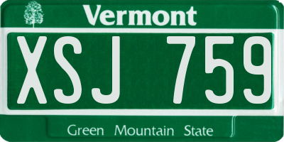 VT license plate XSJ759