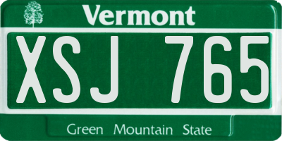 VT license plate XSJ765
