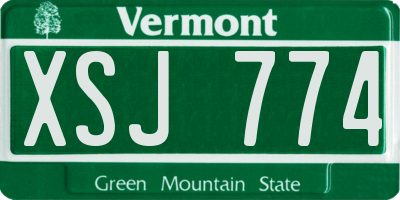 VT license plate XSJ774