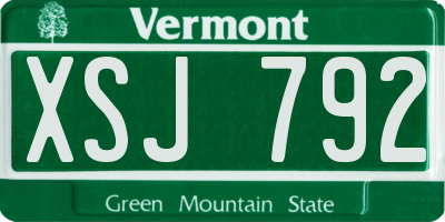 VT license plate XSJ792