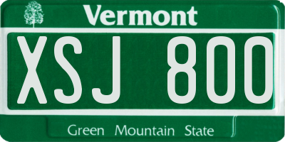VT license plate XSJ800