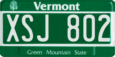 VT license plate XSJ802