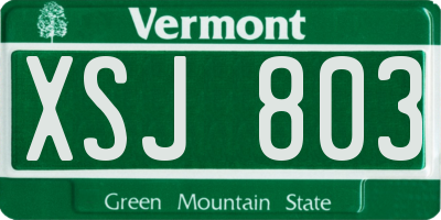 VT license plate XSJ803