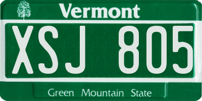VT license plate XSJ805