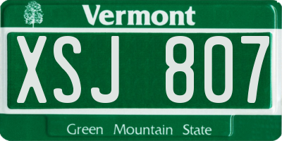 VT license plate XSJ807