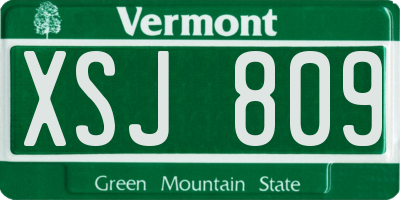 VT license plate XSJ809