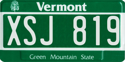 VT license plate XSJ819