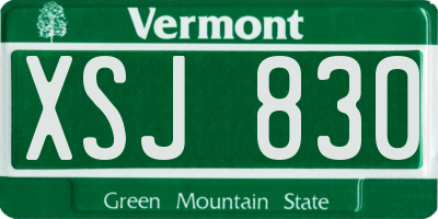 VT license plate XSJ830