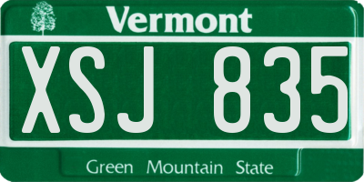 VT license plate XSJ835