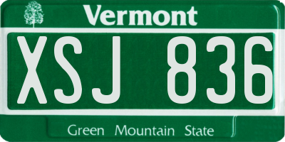 VT license plate XSJ836
