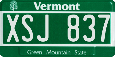 VT license plate XSJ837
