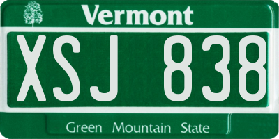 VT license plate XSJ838