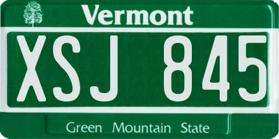 VT license plate XSJ845
