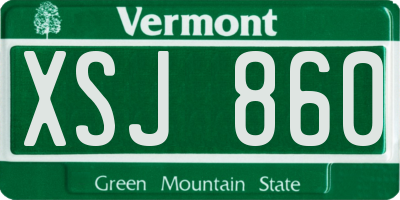 VT license plate XSJ860