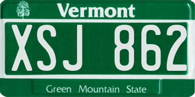 VT license plate XSJ862