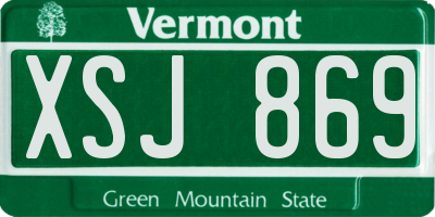 VT license plate XSJ869