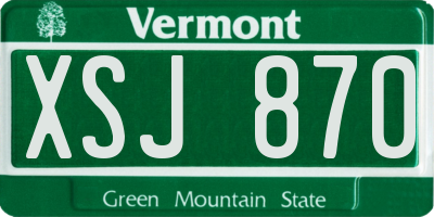 VT license plate XSJ870