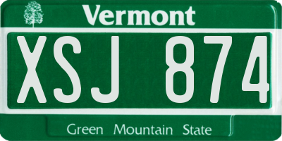 VT license plate XSJ874