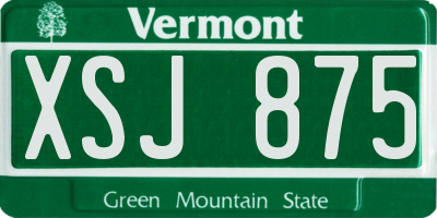 VT license plate XSJ875