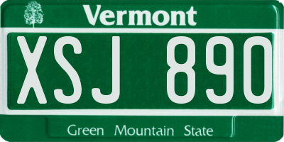 VT license plate XSJ890