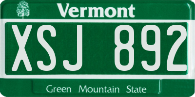VT license plate XSJ892