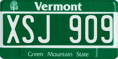 VT license plate XSJ909