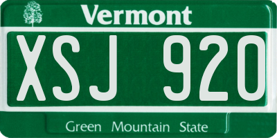 VT license plate XSJ920