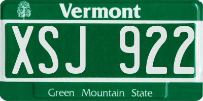 VT license plate XSJ922