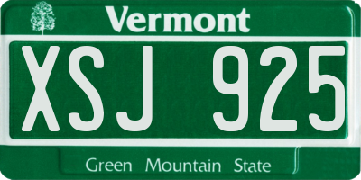 VT license plate XSJ925