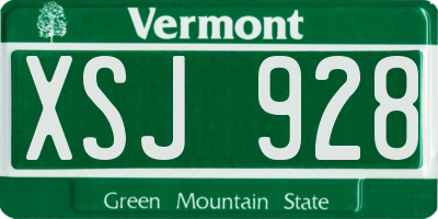 VT license plate XSJ928