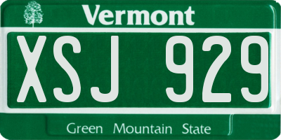 VT license plate XSJ929
