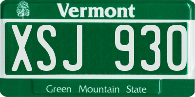 VT license plate XSJ930