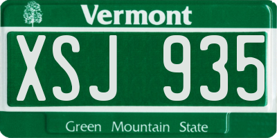 VT license plate XSJ935