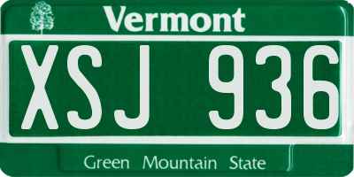 VT license plate XSJ936