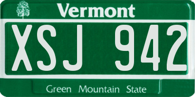 VT license plate XSJ942