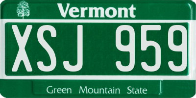 VT license plate XSJ959